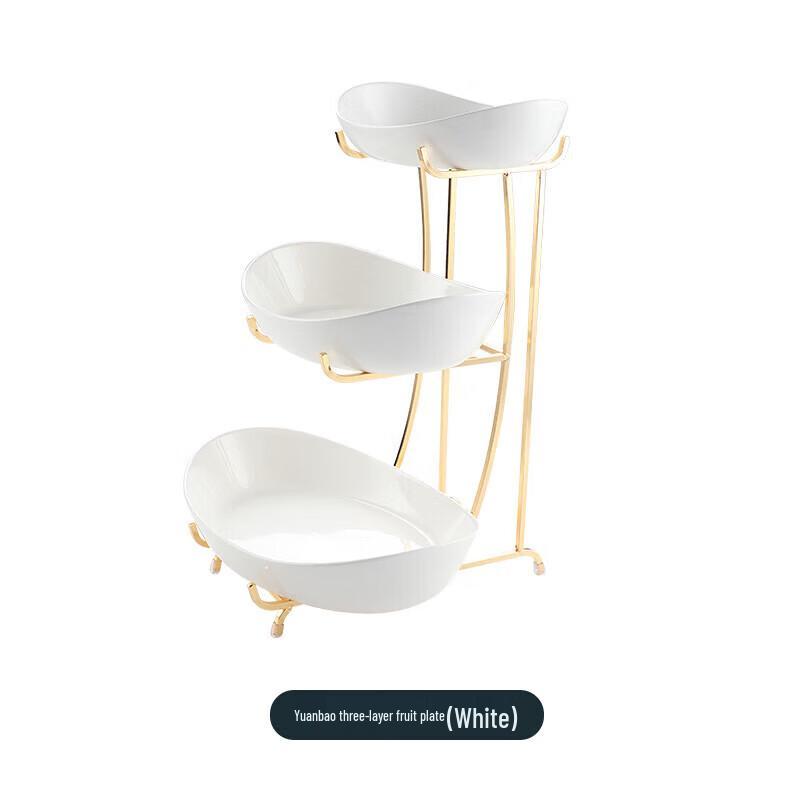 Huihuang 3-Tier White Ceramic Snack & Fruit Plate