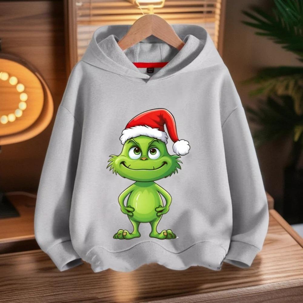 Fashion Men Women's Hoodies Christmas Green Monster Print Pullover Top Cartoon Casual Sweatshirt Kids Hoodies Long Sleeve Clothing