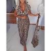 2026 Spring Women's Leopard Print Short-Sleeved Dress, Long Style