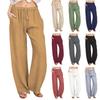 2023 Plus Size Women's Elastic Waist Linen Wide-Leg Loose Pants