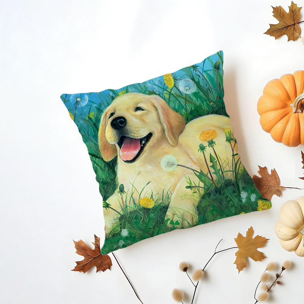 LLabrador Retriever Cushion Cover Washable Linen Pillowcase Soft  for Daily Sofa Bed Home Room Decor