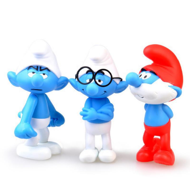 Encantador Desenho Animado Smurfs Conjunto de 6 Adoráveis Bonecos Colecionáveis de PVC