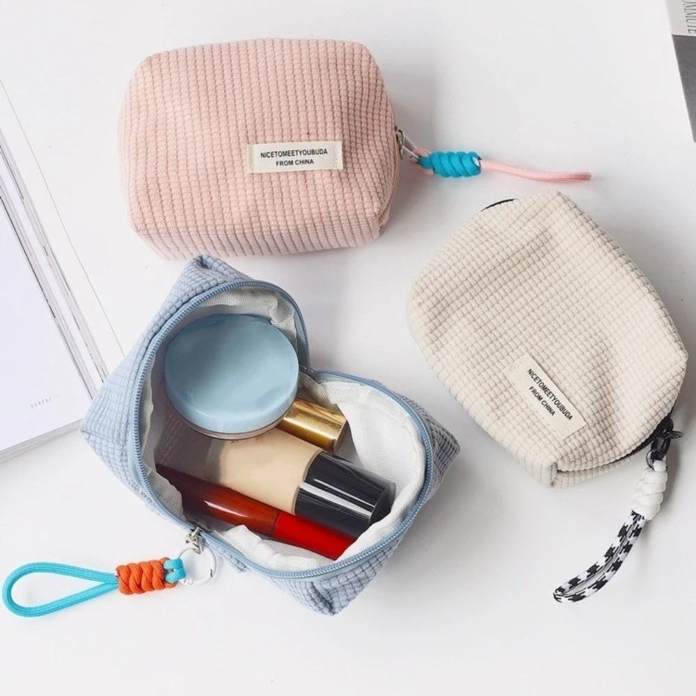 Solid Color Coin Purse Large Capacity Corduroy Sanitary Napkin Storage Bag Multifunctional Storage Bag Multi-Purpose Use