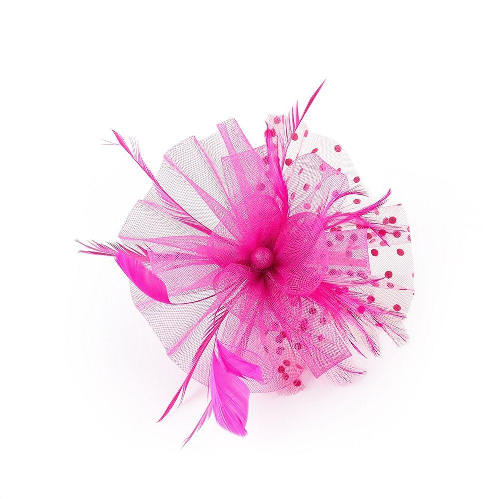 Vintage Flower Mesh Fascinators Hat with Hair Clip Feathers Derby Hat 1920s Clip Headwear Women