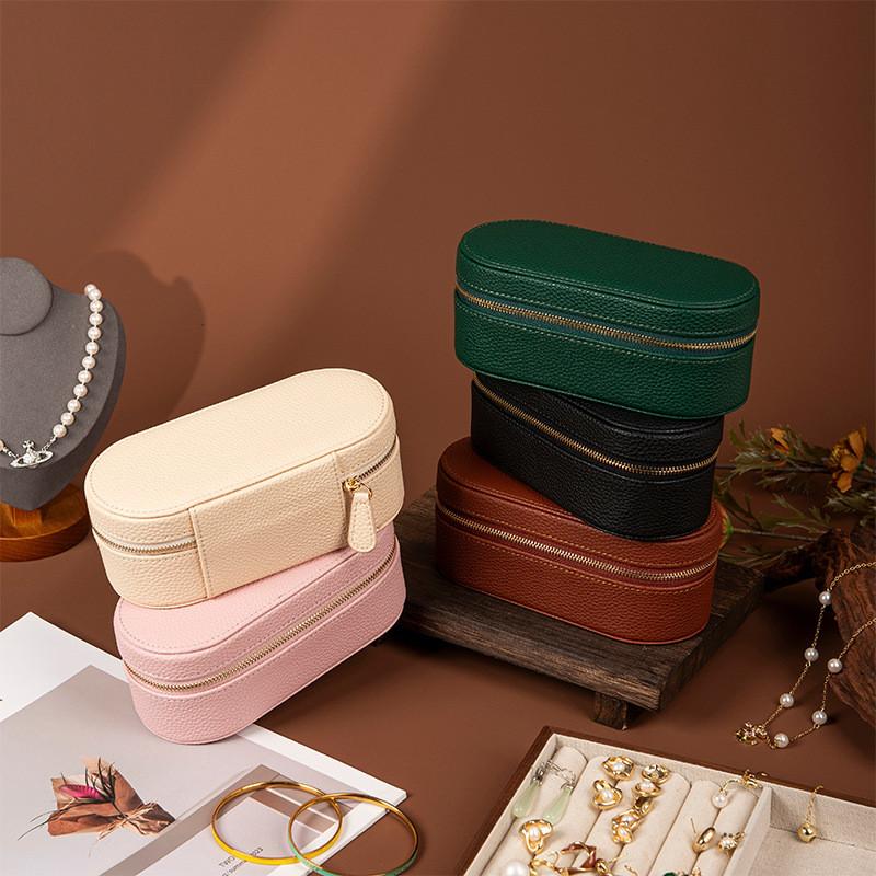 Jewelry Storage Box Pu Material With Mirror For Travel And Gifting
