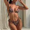 Europe, America and Foreign Trade Europe and America Leopard Print Bikini Three-piece Set Sexy Neck Swimsuit Swimsuit 2026