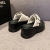 Fashion 8cm Women's Summer Chunky Slippers Fashion Thick-Bottom Sandals Flip Flops Wedges Buckle Slippers Platform Beach Slides Zapatos