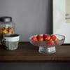 Tall Feet Glass Fruit Plate Round Fruit Snack Plate Salad Bowl Dessert Cake Pan Decorative Plates Display Stand Refreshment Tray