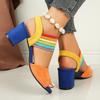 Women's Summer Colorful Ribbon Sandals - High Heel Cross Strap Ankle Strap Sandals, Round Toe Rhinestone Buckle Dressy Sandals for Ladies