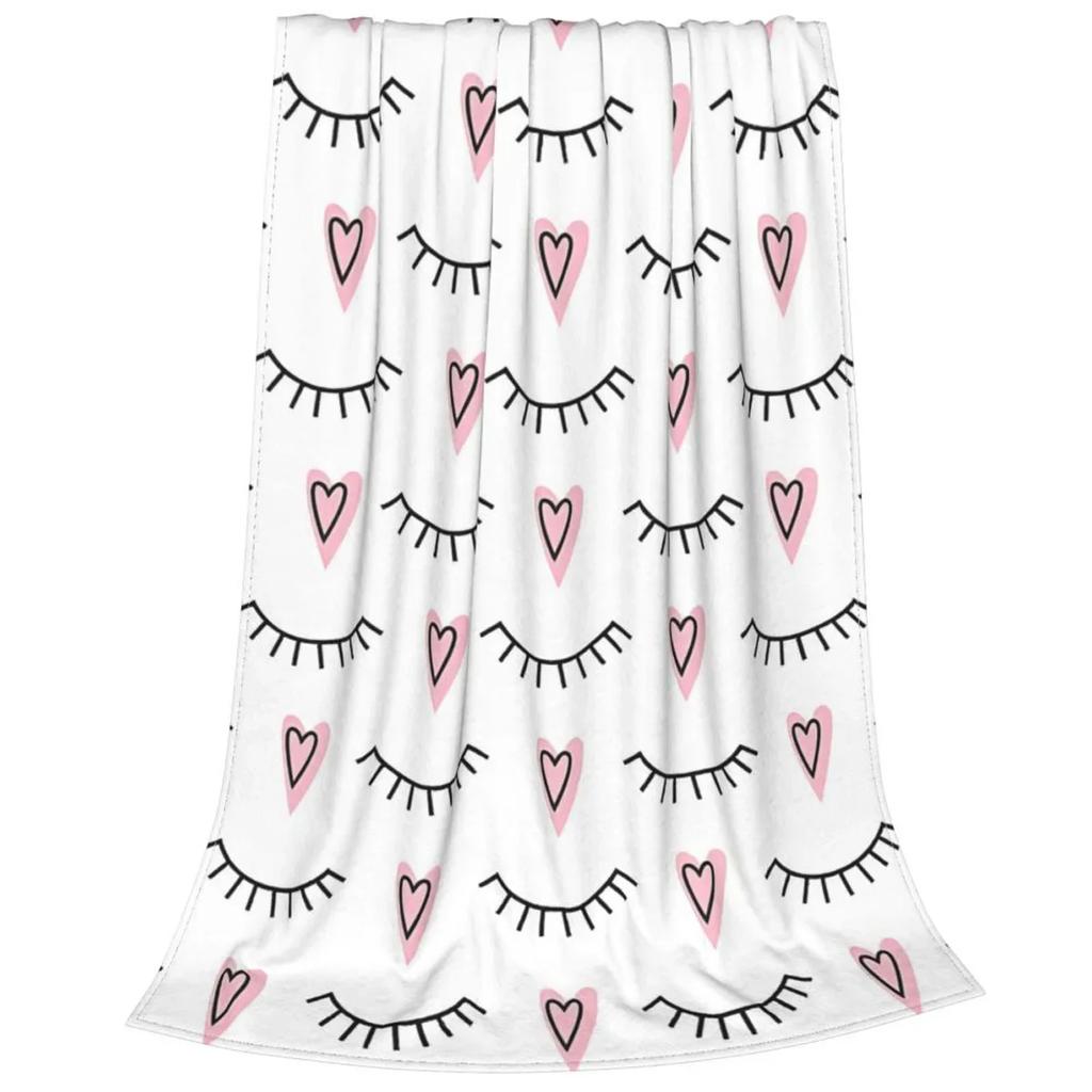 Cute Closed Eyes Plush Blanket Cartoon Beauty Eyelash Funny Throw Blanket Flannel Warm Soft for Home Hotel Sofa 125*100cm