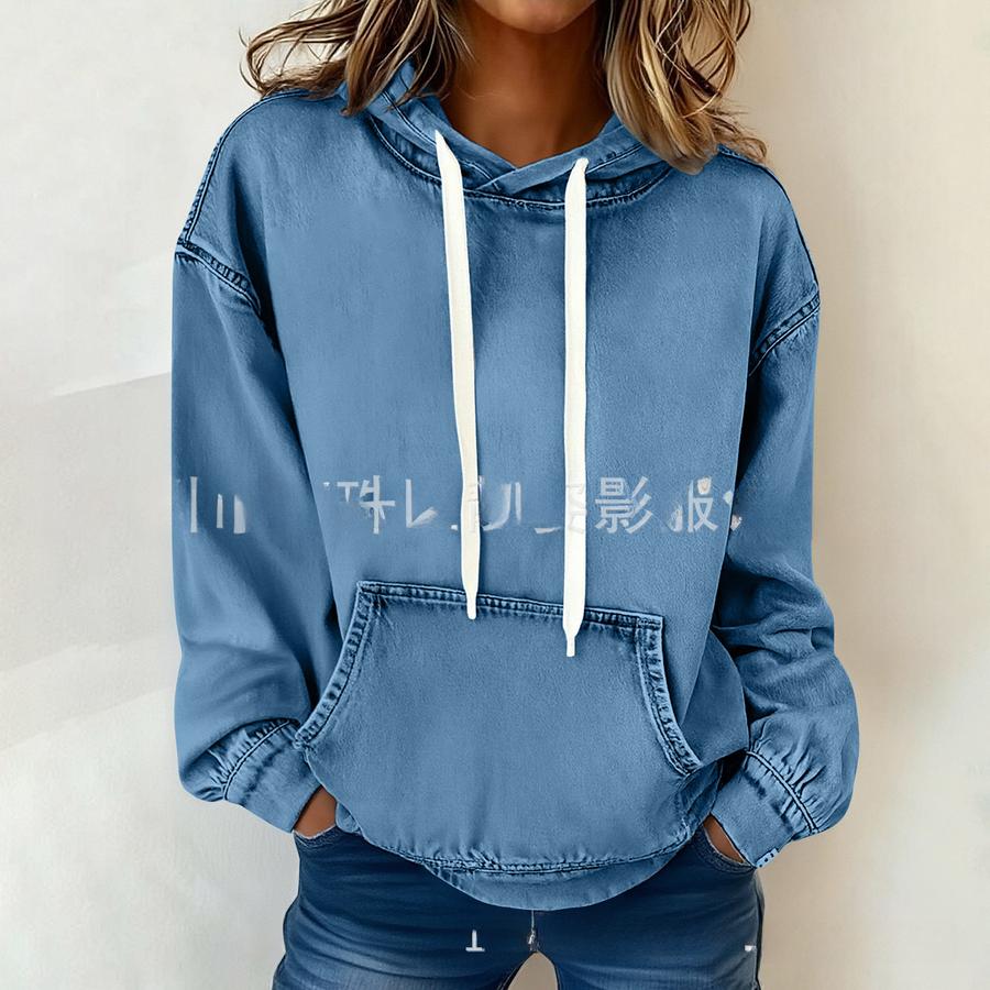 Overcoat Loose Comfortable Casual Denim Long Sleeve Hoodie Women