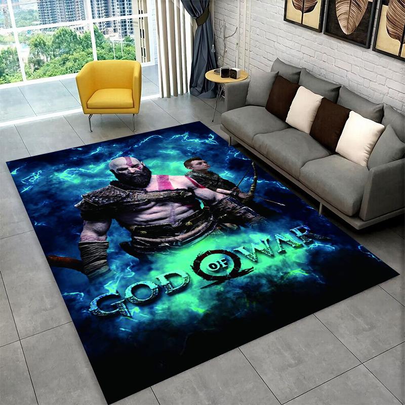 Retro God of War Game Kratos Carpet Rug for Bedroom Living Room Sofa Playroom Doormat Home Decor,Kid Area Rug Non-slip gift