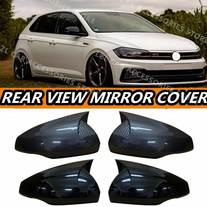Capa de espelho retrovisor para Volkswagen para VW Polo Mk6 AW GTI 2018- OX Horn Car Caps Shell Guarnição de fibra de carbono Look Exterior