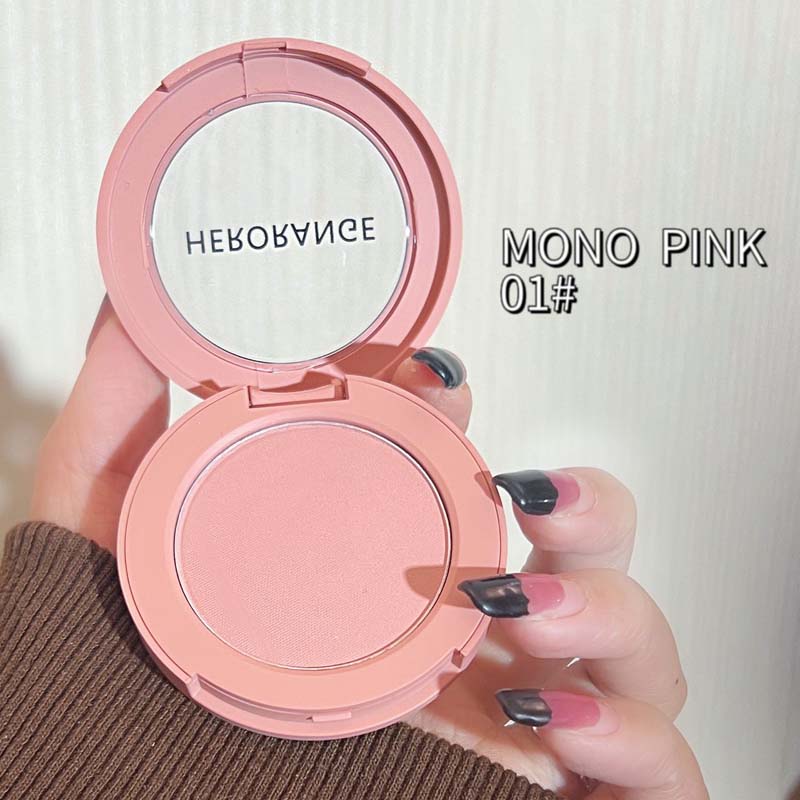 HERORANGE Monokrom Serbuk Blush Waterproof, Long-lasting, Peach-orange Soft Matte Natural Blush Rouge