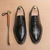 Luxury Brand British Pointed Black Crocodile Pattern Shoes for Men Designer Lace Up Wedding Dress Shoes Business Flats Footwear