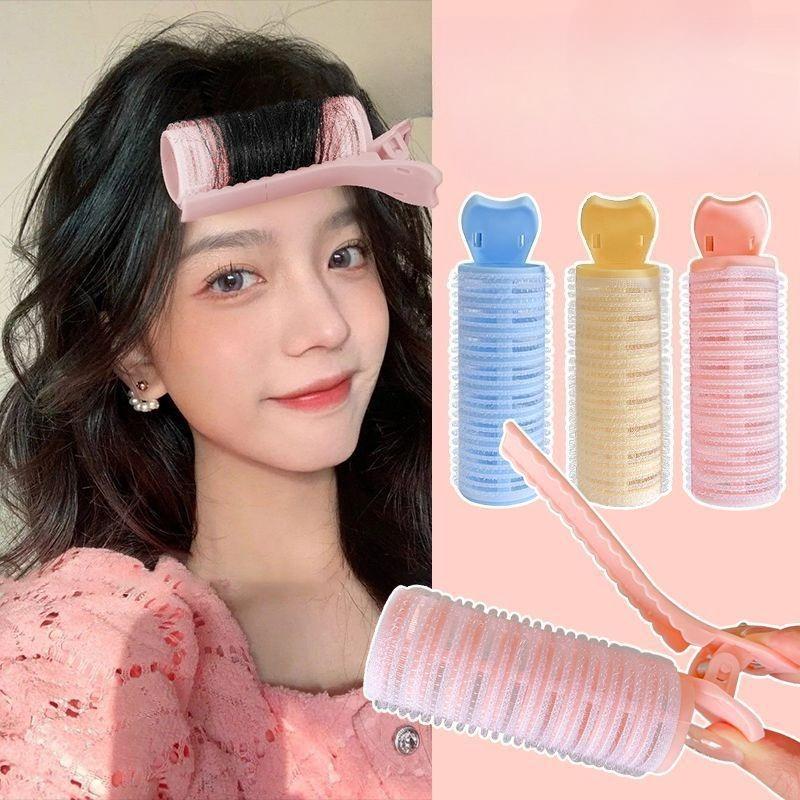 2Pc Bang Curling Iron Lazy Hair Roller Fluffy Styling Clips Air Overnight Curling Heatless Curler DIY Hair Styling Accessories