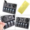 5 Gang LED Rocker Switch Panel Digital Voltage Waterproof With Fuse Dual USB Slot Socket 12/24V Outlet Combination