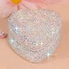1/2pcs Heart Diamond Jewelry Box with Flat Lid. Sparkling AB Rhinestone Design, Portable for Rings/pendants, Nice Holiday Gift.