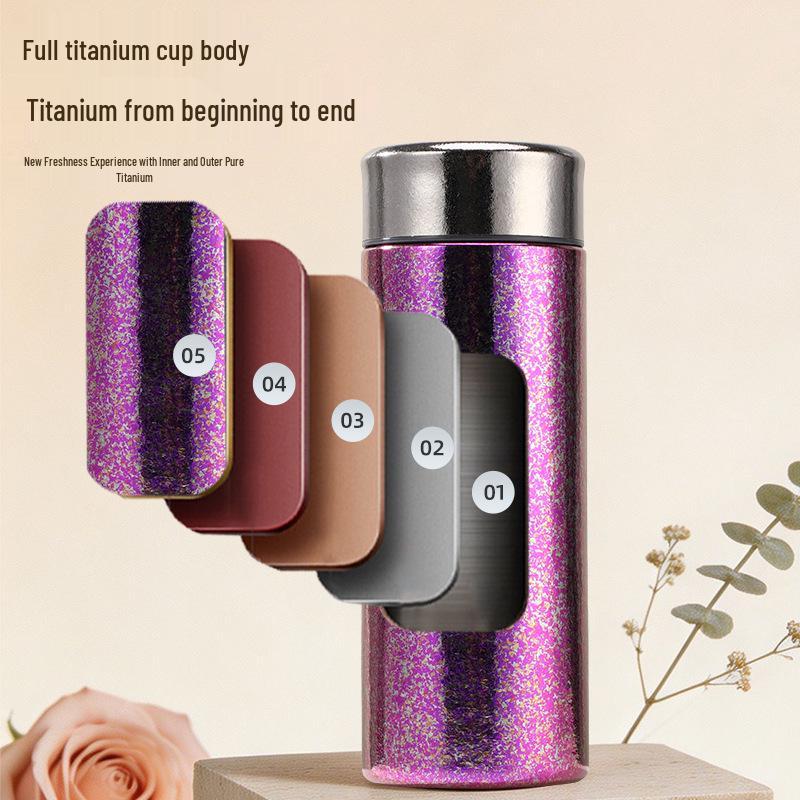 Premium Pure Titanium Insulated Water Cup - Lightweight, Portable, and Elegant Gift