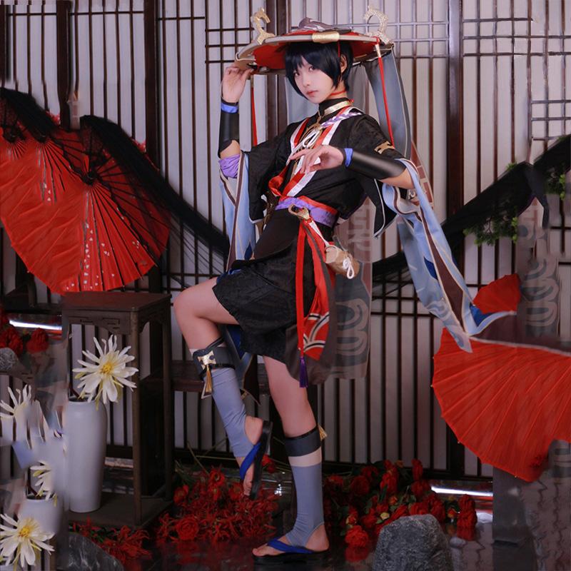 Spiel Anime Scaramouche Cosplay Wanderer Karneval Halloween Party Hut Schuhe Perücke Set Kunikuzushi Cosplay Barde