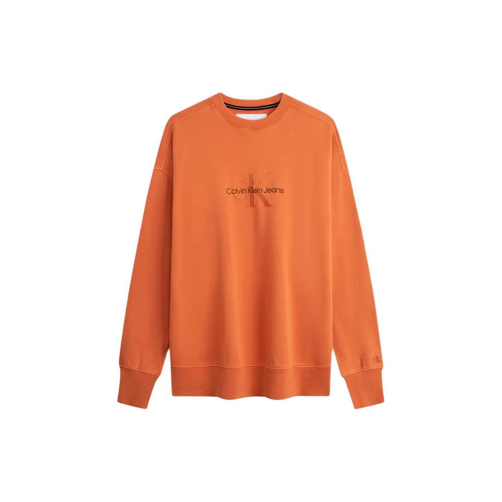 Calvin Klein Logo Embroidered Crew Neck Long Sleeve Sweatshirt Men Sweatshirt Crimson J324475-SEC