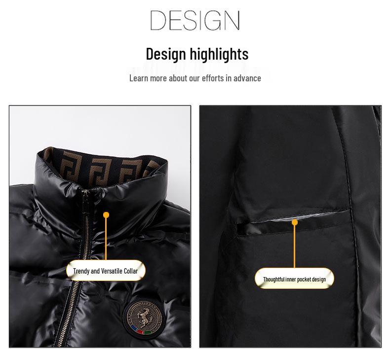 Herren Trendy Glänzende Daunenjacke - Große Größen Winter Outdoor Mode mit Revers