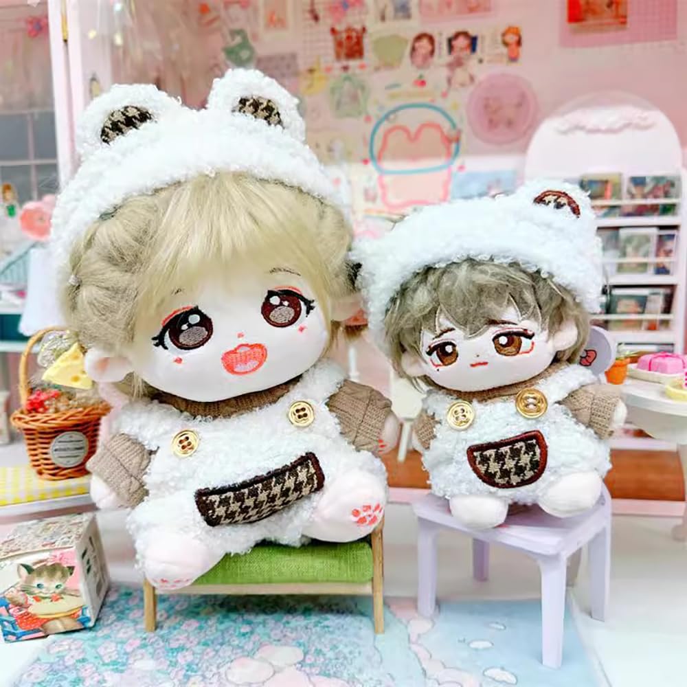 niannyyhouse Warm Bear Set (Headwear, Jumper, Bib Pants) 10cm-15cm, 20cm Plush Clothes Cotton Doll Dress-Up (10cm-15cm)