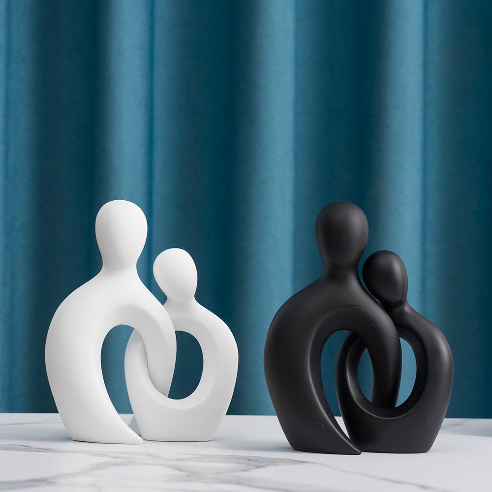 Modern Couple Desktop Ornaments Abstract Handmade Bedroom Entrance Hug Sculpture Figure Nordic Home