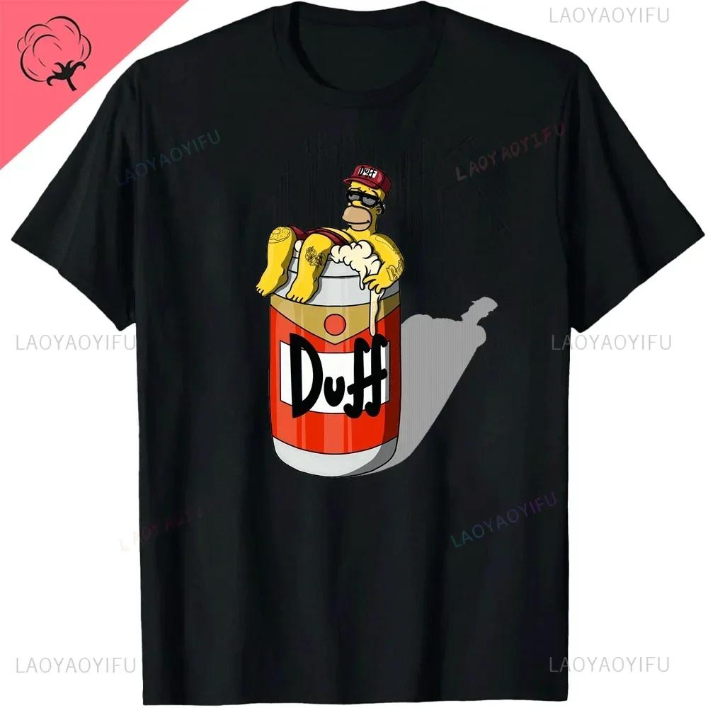 The Simpsons Duff Beer Circle Logo V2 TShirt Cotton Retro Street Fashion Mens Shirt Short Sleeve Design Printed Tshirt Tops