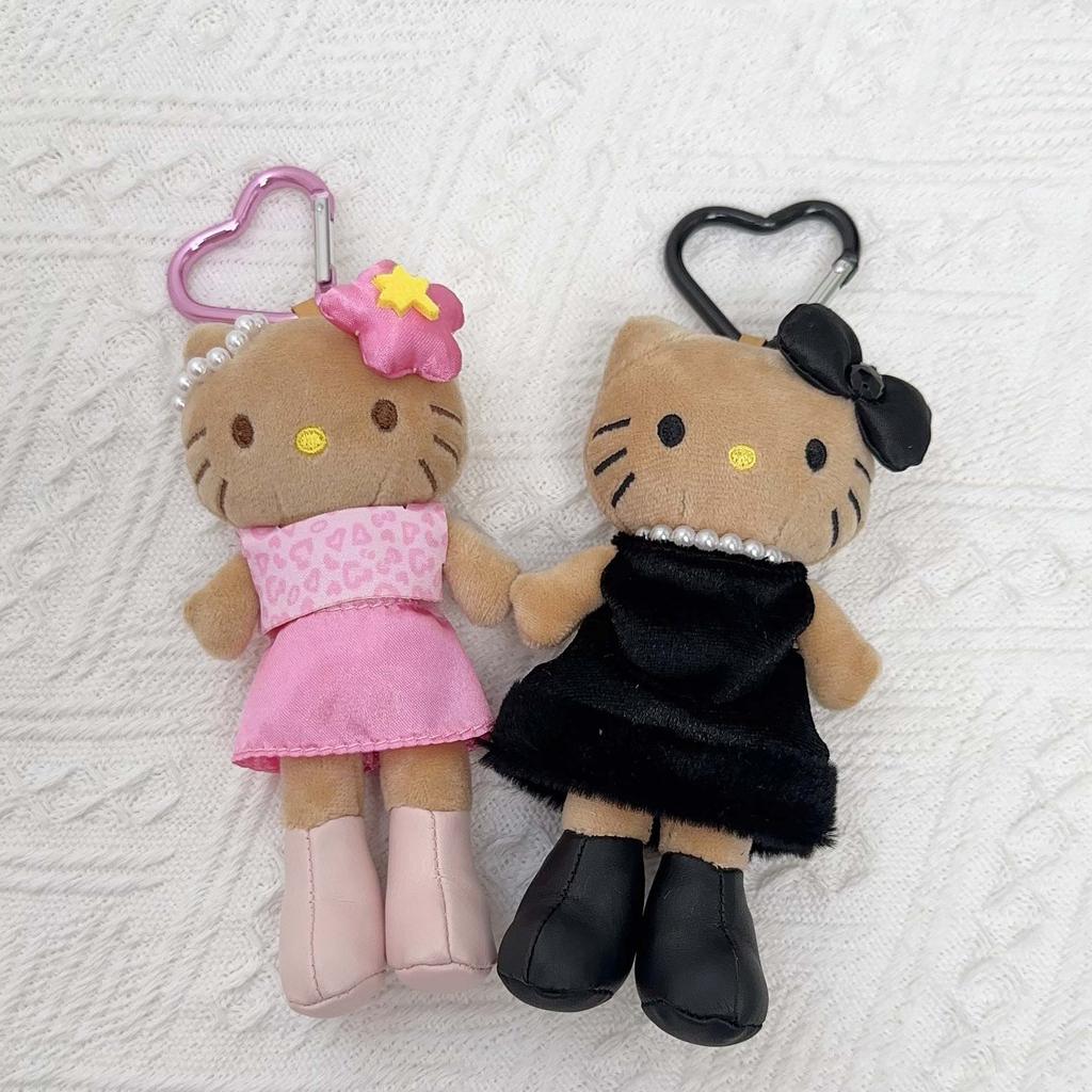 Hello Kitty Leopard Print Black Skin Long Legs Plush Bag Charm Hanging Pendant Keychain Cute Purse Decoration Gift