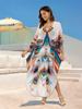 EDOLYNSA Boemia șic imprimat caftan liber 2024 rochie lungă de vară pentru femei îmbrăcăminte de plajă costum de baie acoperire pentru vacanță halat casual Q1638