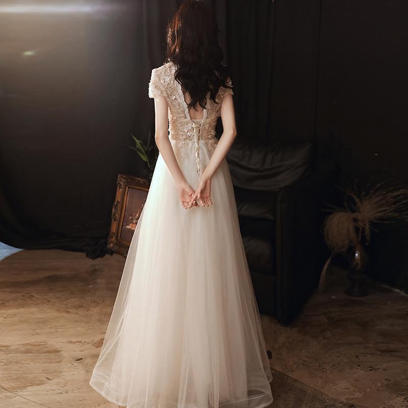 Banquet Evening Dress Women's 1011 New Long Sexy Host Champagne Fairy Fantasy Mori Evening Dress Skirt