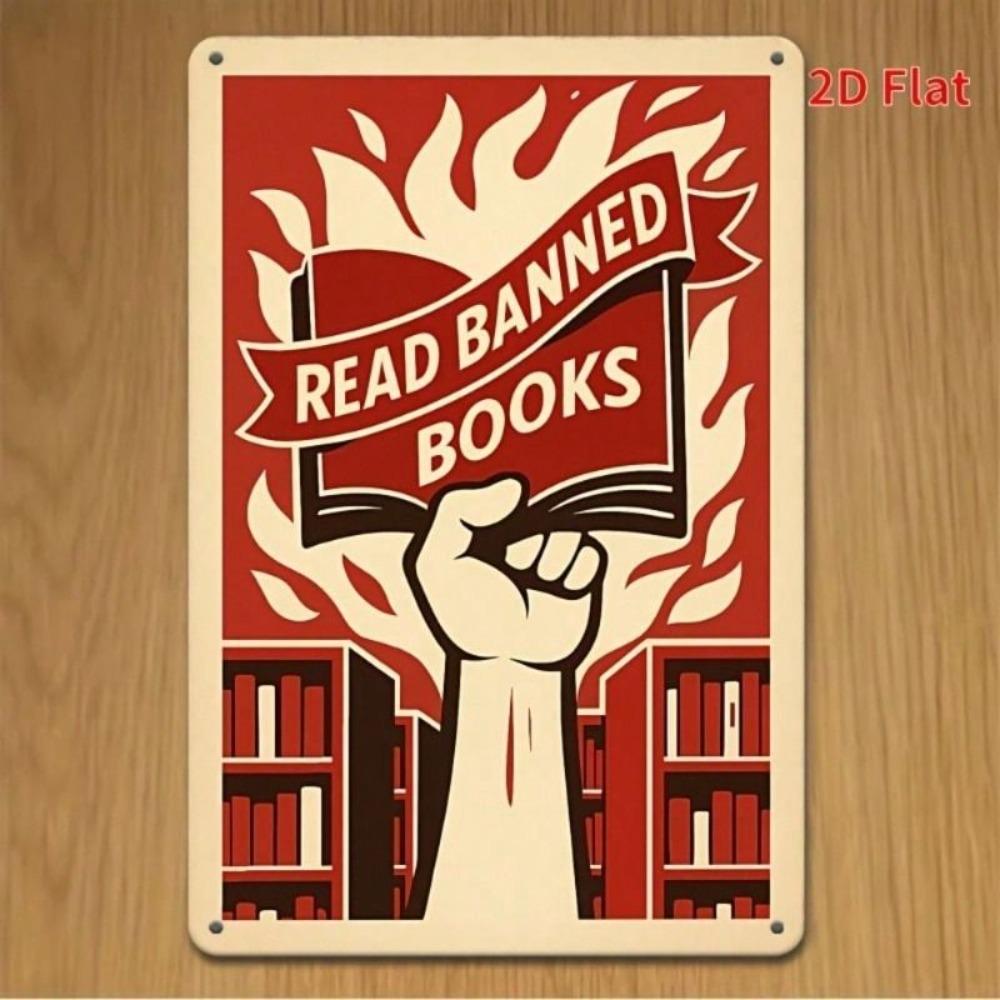 Vintage Read Banned Books Metal Sign 8x12 Inch Bar Wall Decor Tin Plaque