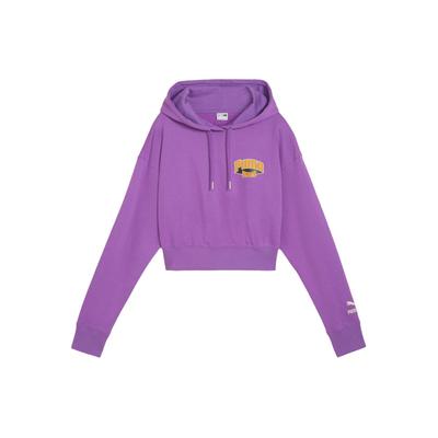 Cropped Hoodie With Letter Print Women Hoodies Purple 626137-50