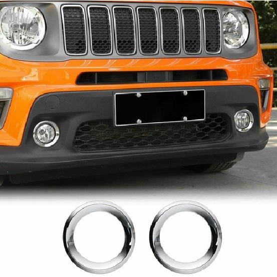 For Jeep Renegade 19-2023 Bright Chrome Front Fog Light Eyelid Molding Trim