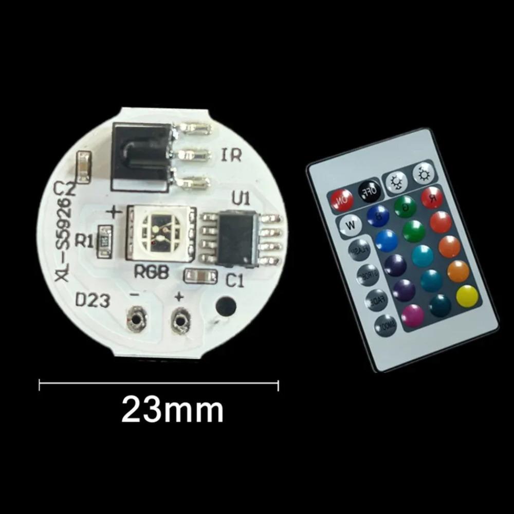 

5 В низковольтные светодиодные лампы, цветная RGB-лампа, плата, 3 Вт, источник цветного градиента, ИК, 24-клавишный беспроводной пульт дистанционного управления, включение/выключение 23mm with remote