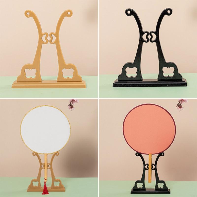 62KD Chinesischer Runder Handfächerhalter Displayständer Gestell Vintage Antik Handfächerhalter Abnehmbarer Sockel