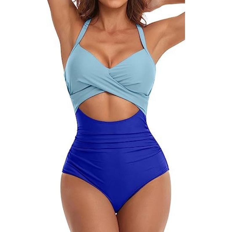 One-piece SSwimsuit for Women, European and American Backless Splicing Sexy Bikini Swimsuit