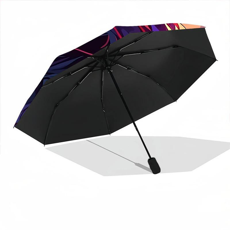 1pc Wolf Fantasy Fashionable Automatic Opening/Closing Folding Umbrella with 8 Bones, Windproof Portable, Daily Use327
