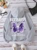 Wunderschöne Lila Schmetterlingsdruck Kapuzenpullover Damen Fleece Tasche Kapuzenpullover Einfacher Lässiger Hoodie Herbst Locker Weiblich Streetwear