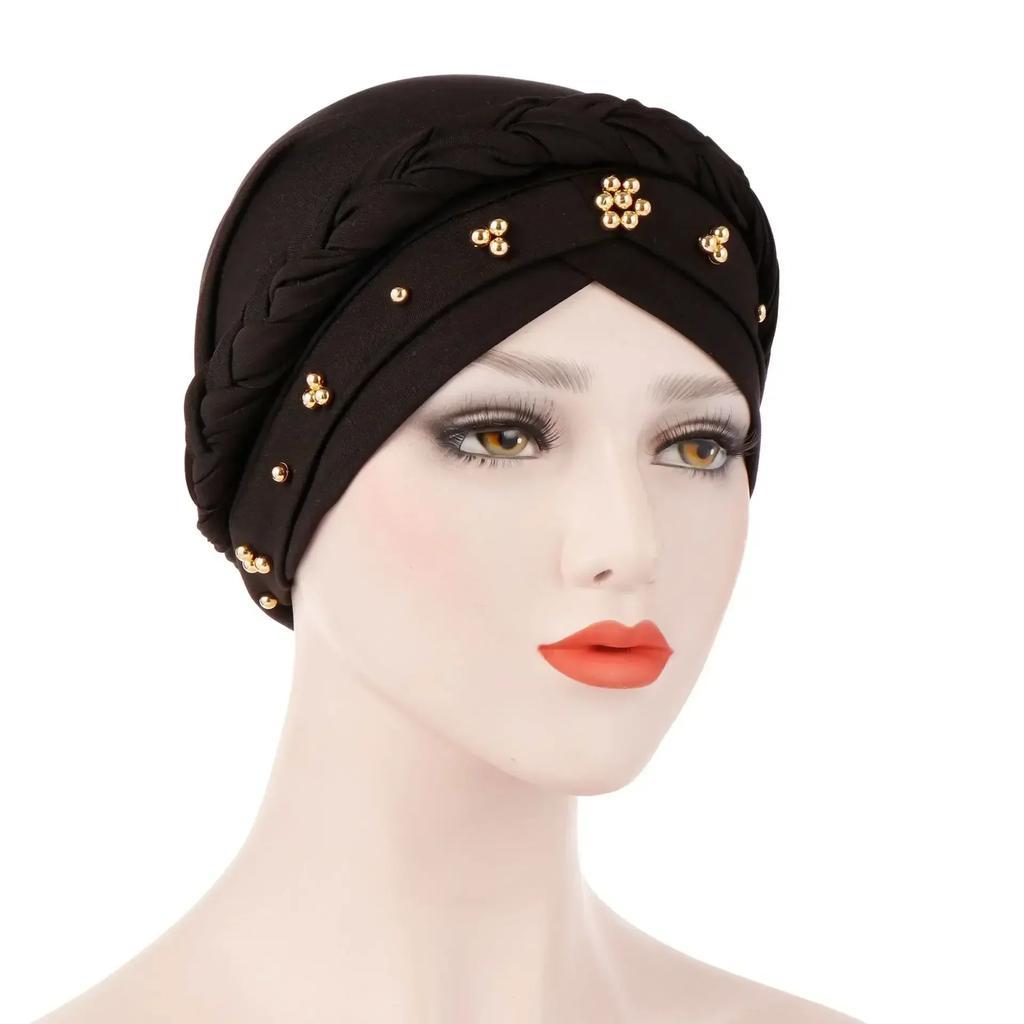Velour Muslim Women Braid Hijab Turban Chemo Stretch Cap Hair Loss Hat Head Wrap Islamic Bonnet Headwear Beanie Cover