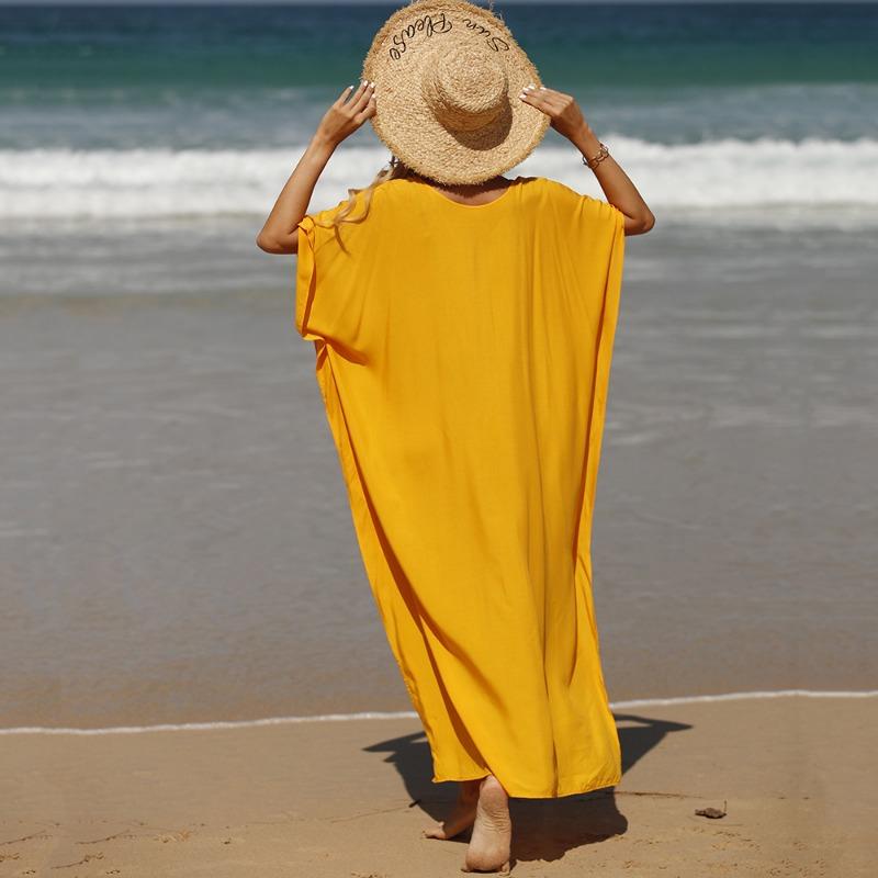 Women Beach Cover Up Loose Plus Size Bohemian Long Dress Bikini Top