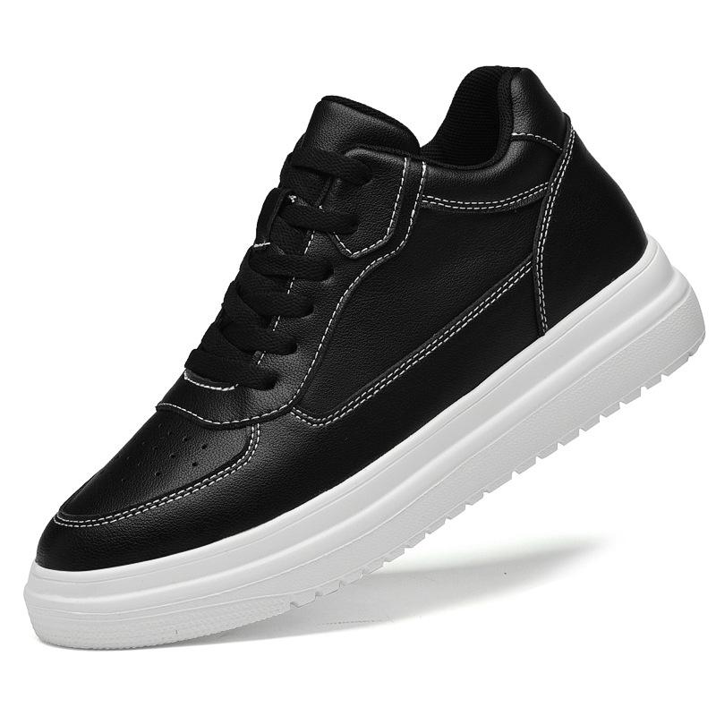 

Fashion Height Increasing Shoes for Men 10cm Invisible Elevator Sneakers White Leather Sports Shoes Man Zapatillas De Hombre Big Size 46 40 чёрный