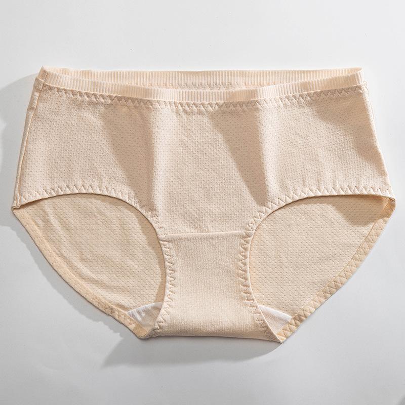 Women's mid-rise breathable cotton antibacterial gusset comfortable plain colour briefs