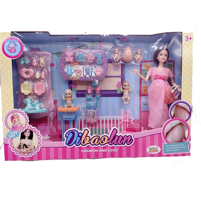 Handgefertigtes Puppenzubehör Baby-Puppen Schwangere Mutter Dame Vater Papa Für Mädchen Spiel Weihnachtsgeburtstagsgeschenk, Montage erforderlich