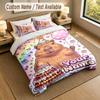 Capybara Theme Personalized 3Pcs Bedding Set Custom Text & Name 1 Sheet 2 Pillowcases Household Bedding 1pc