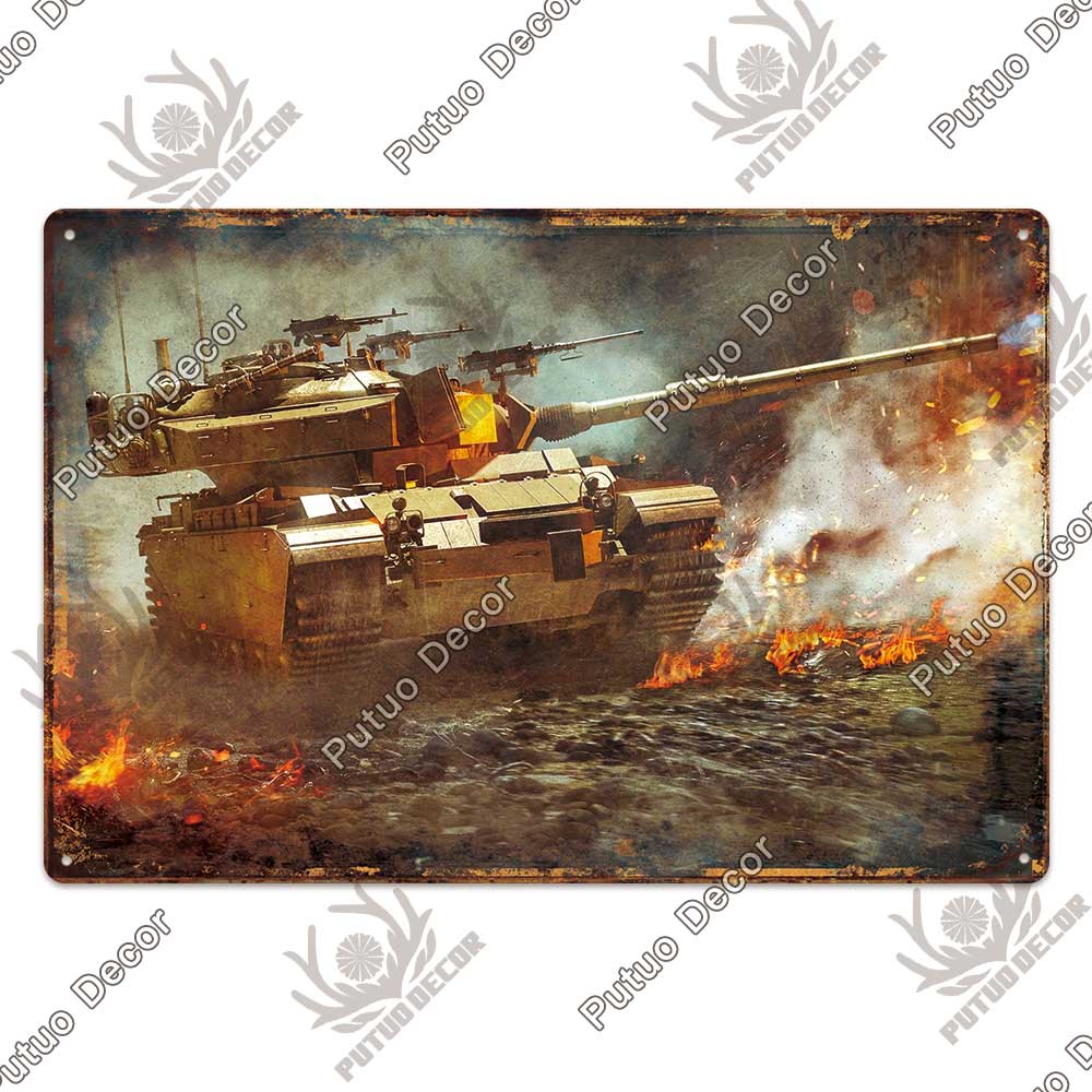 Putuo Decor Panzer Blechschild Metallschild Dekorative Vintage-Dekor Plakette Wanddeko Garage Man Cave Clubraum Zuhause