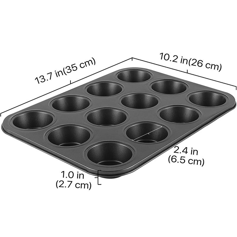 Muffin Tray Cupcake Baking Pan 12-Cup Nonstick Cupcake Pan  Carbon Steel Muffin Tins Release Cupcake Baking Pan