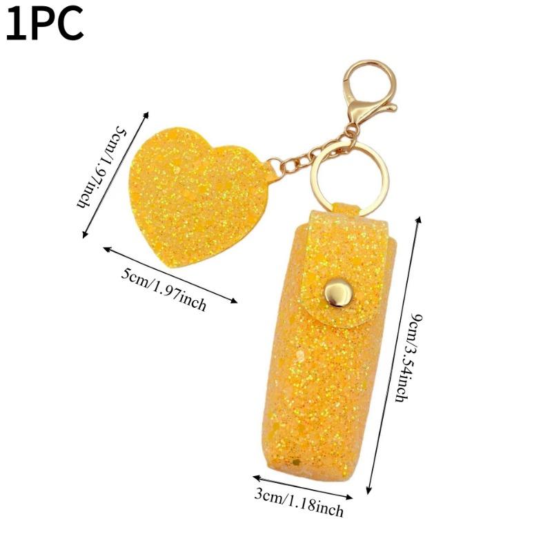 1PC sequined lipstick leather case, single-piece red envelope, portable keychain ins lipstick bag pendant.