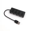 4 Ports USB 2.0 Hub On/Off Switch Splitter Expander Independent 480Mbps Fast Transmission Data Charge Adapter PC Computer